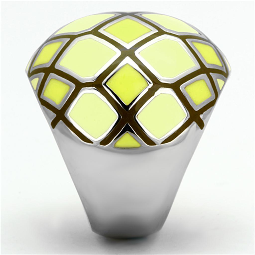TK1173 - High polished (no plating) Stainless Steel Ring with Epoxy  in Multi Color-3