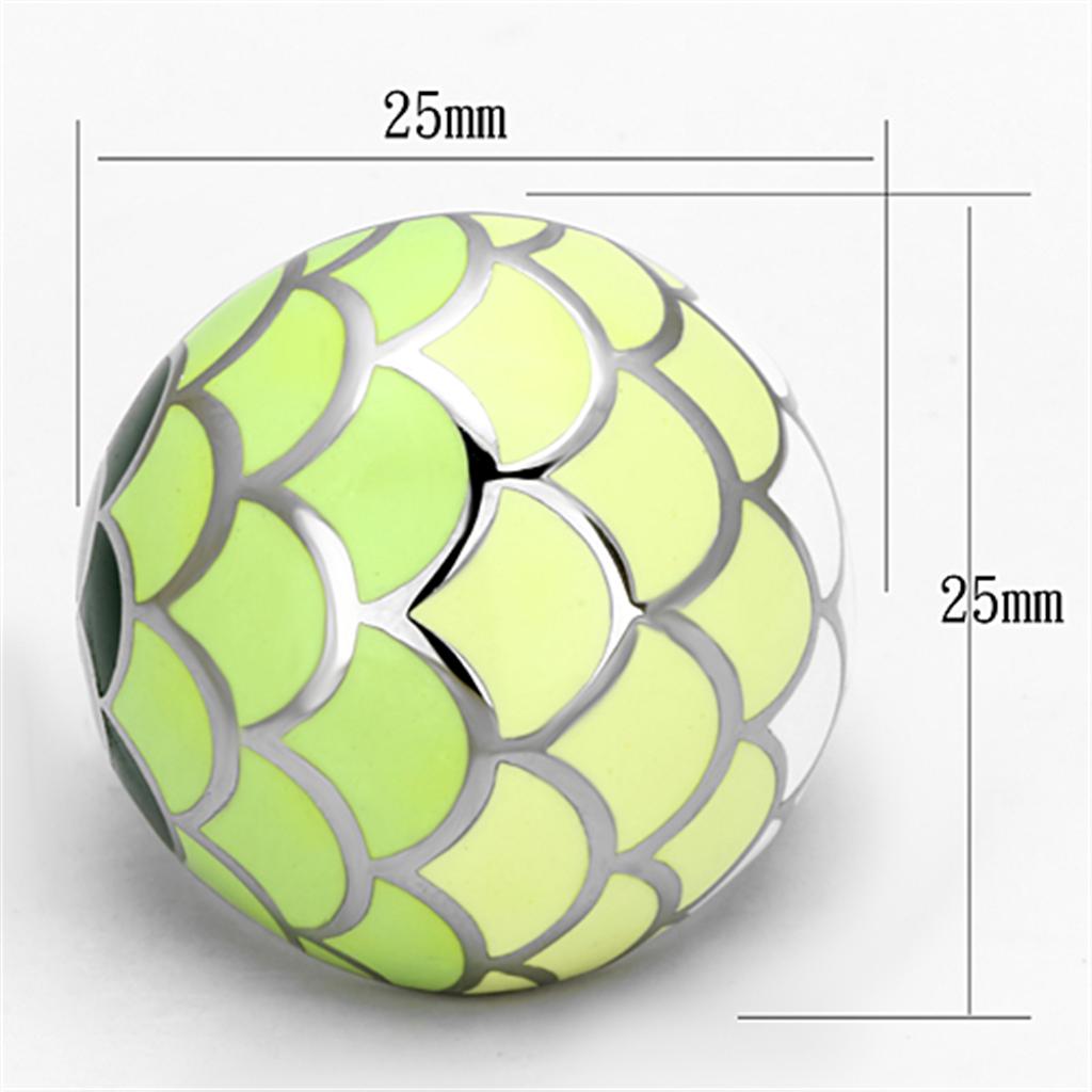 TK1174 - High polished (no plating) Stainless Steel Ring with Epoxy  in Multi Color-1
