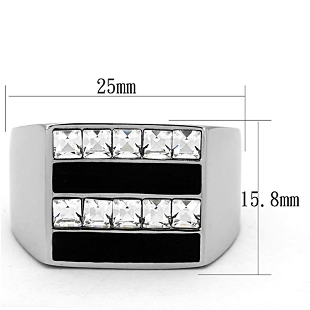TK1177 - High polished (no plating) Stainless Steel Ring with Top Grade Crystal  in Clear-1