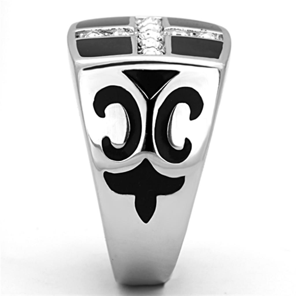 TK1179 - High polished (no plating) Stainless Steel Ring with Top Grade Crystal  in Clear-3