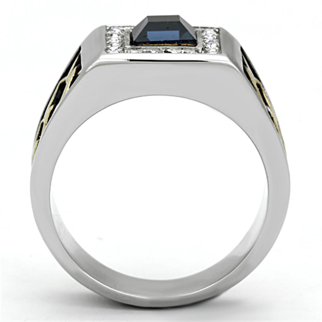 TK1180 - Two-Tone IP Gold (Ion Plating) Stainless Steel Ring with Top Grade Crystal  in Montana-2