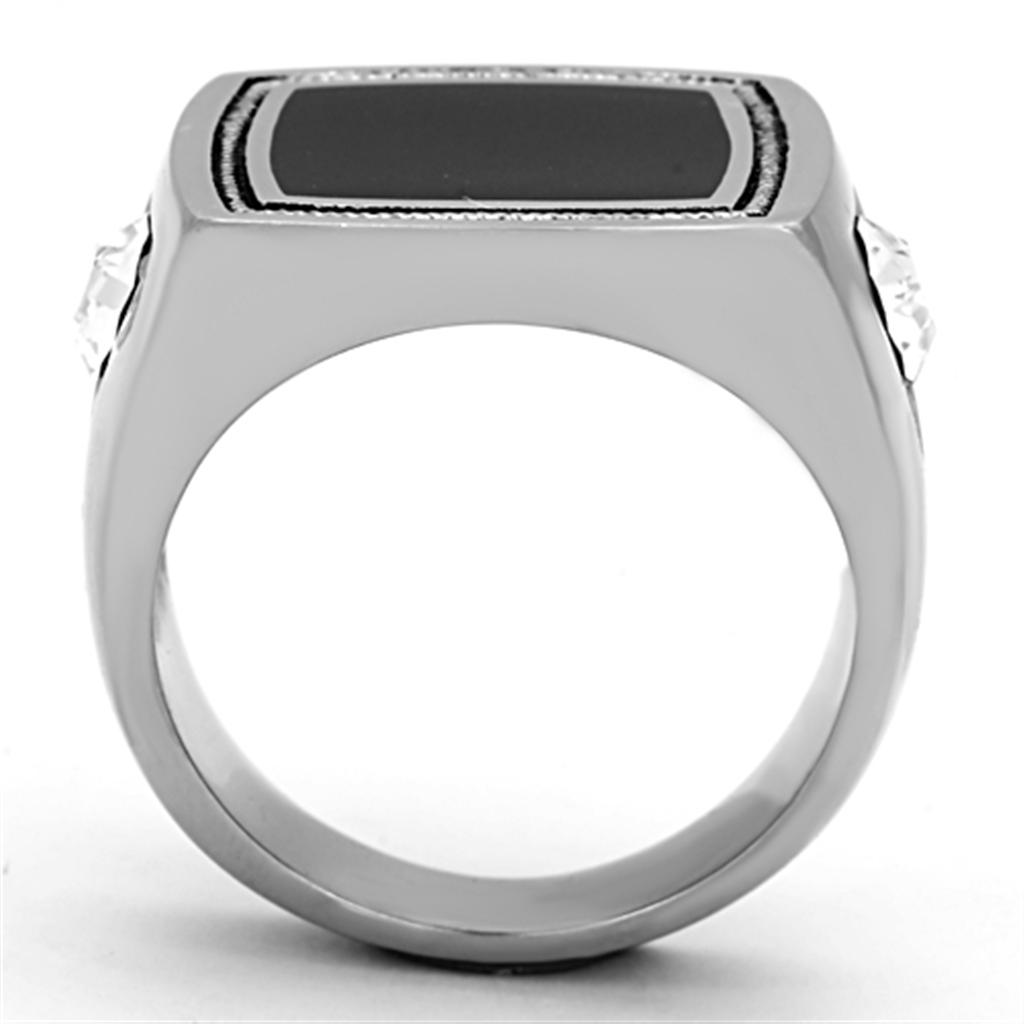 TK1182 - High polished (no plating) Stainless Steel Ring with Top Grade Crystal  in Clear-2