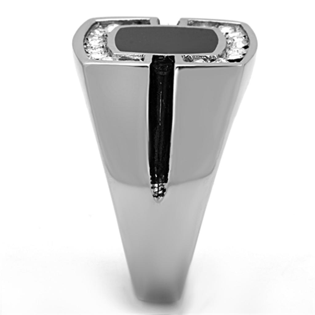 TK1183 - High polished (no plating) Stainless Steel Ring with Top Grade Crystal  in Clear-3