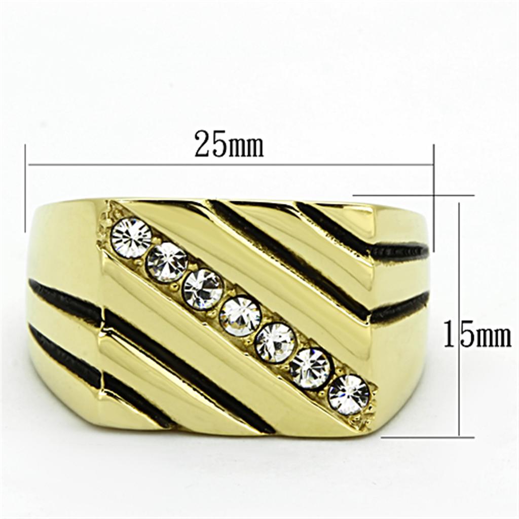 TK1190 - IP Gold(Ion Plating) Stainless Steel Ring with Top Grade Crystal  in Clear-1