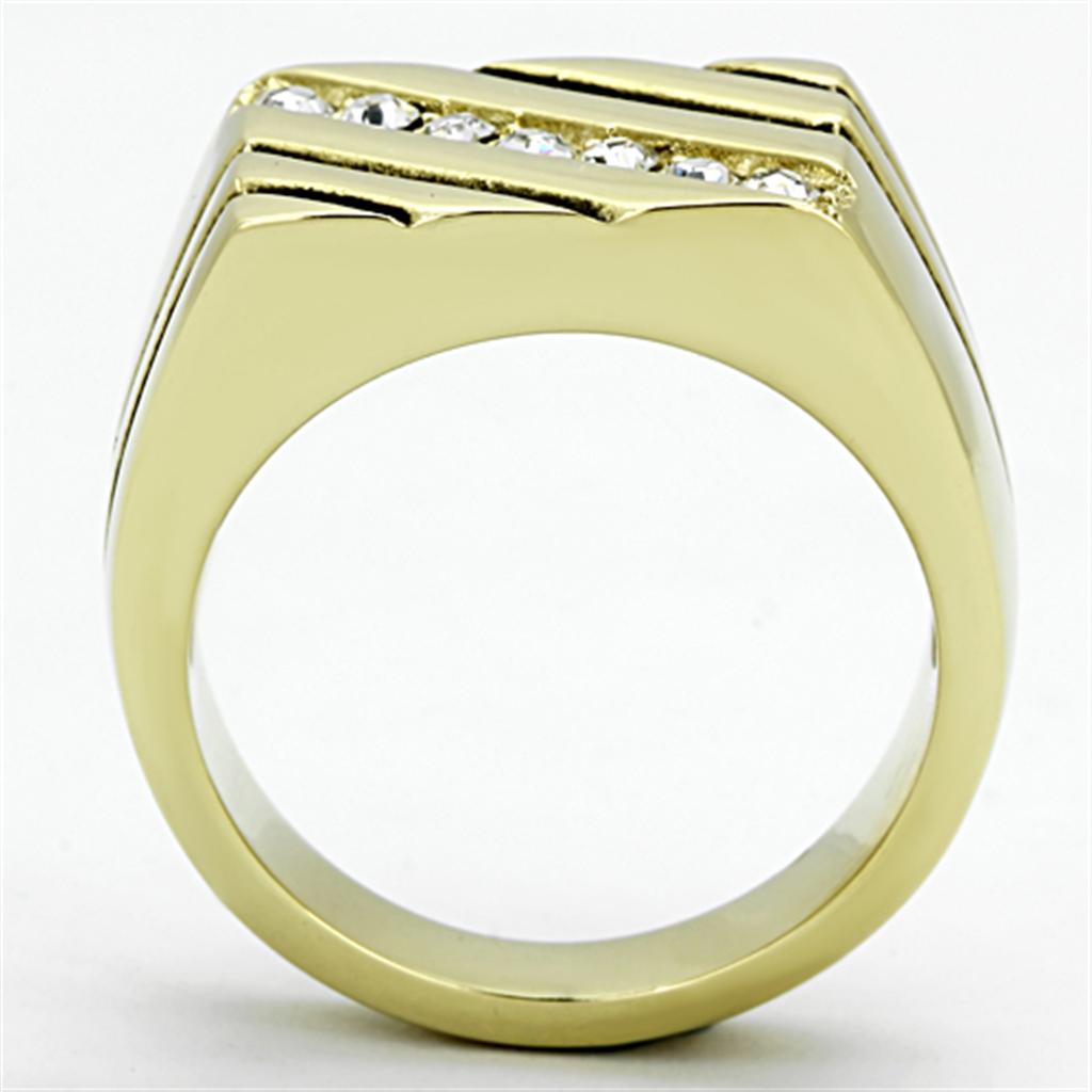 TK1190 - IP Gold(Ion Plating) Stainless Steel Ring with Top Grade Crystal  in Clear-2