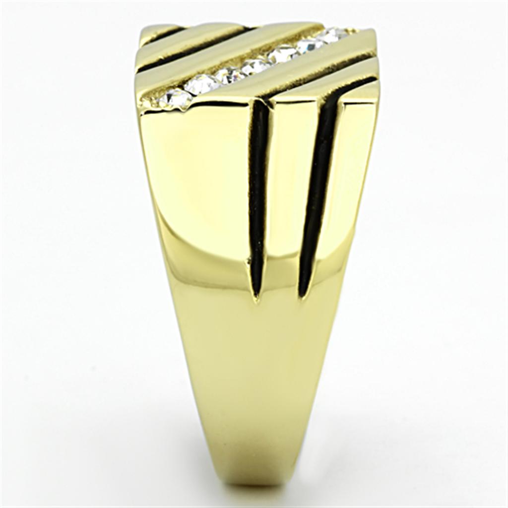 TK1190 - IP Gold(Ion Plating) Stainless Steel Ring with Top Grade Crystal  in Clear-3