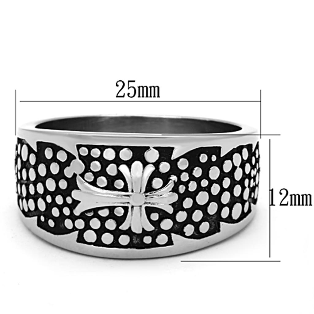 TK1196 - High polished (no plating) Stainless Steel Ring with Epoxy  in Jet-1