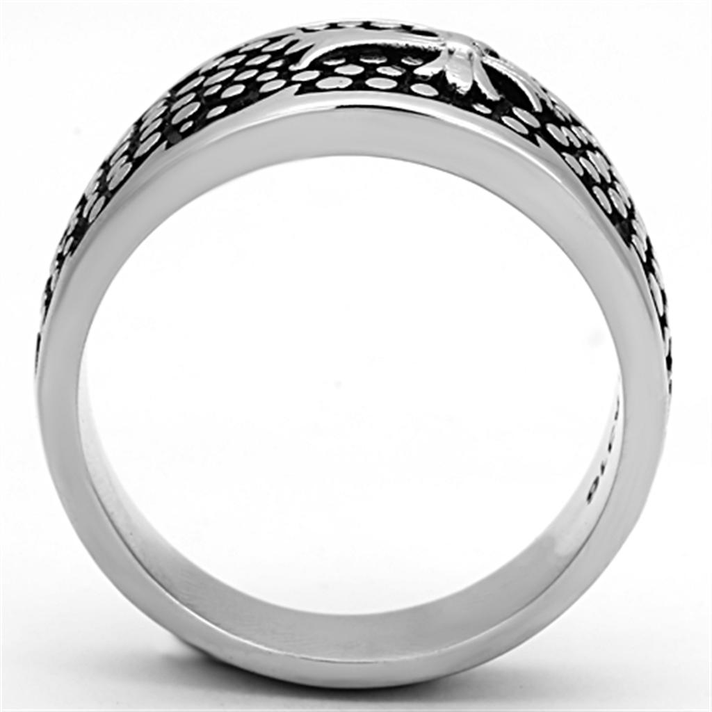 TK1196 - High polished (no plating) Stainless Steel Ring with Epoxy  in Jet-2