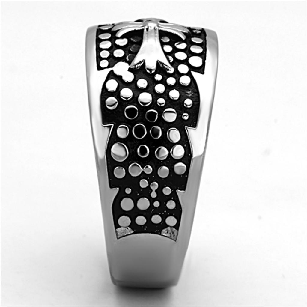 TK1196 - High polished (no plating) Stainless Steel Ring with Epoxy  in Jet-3