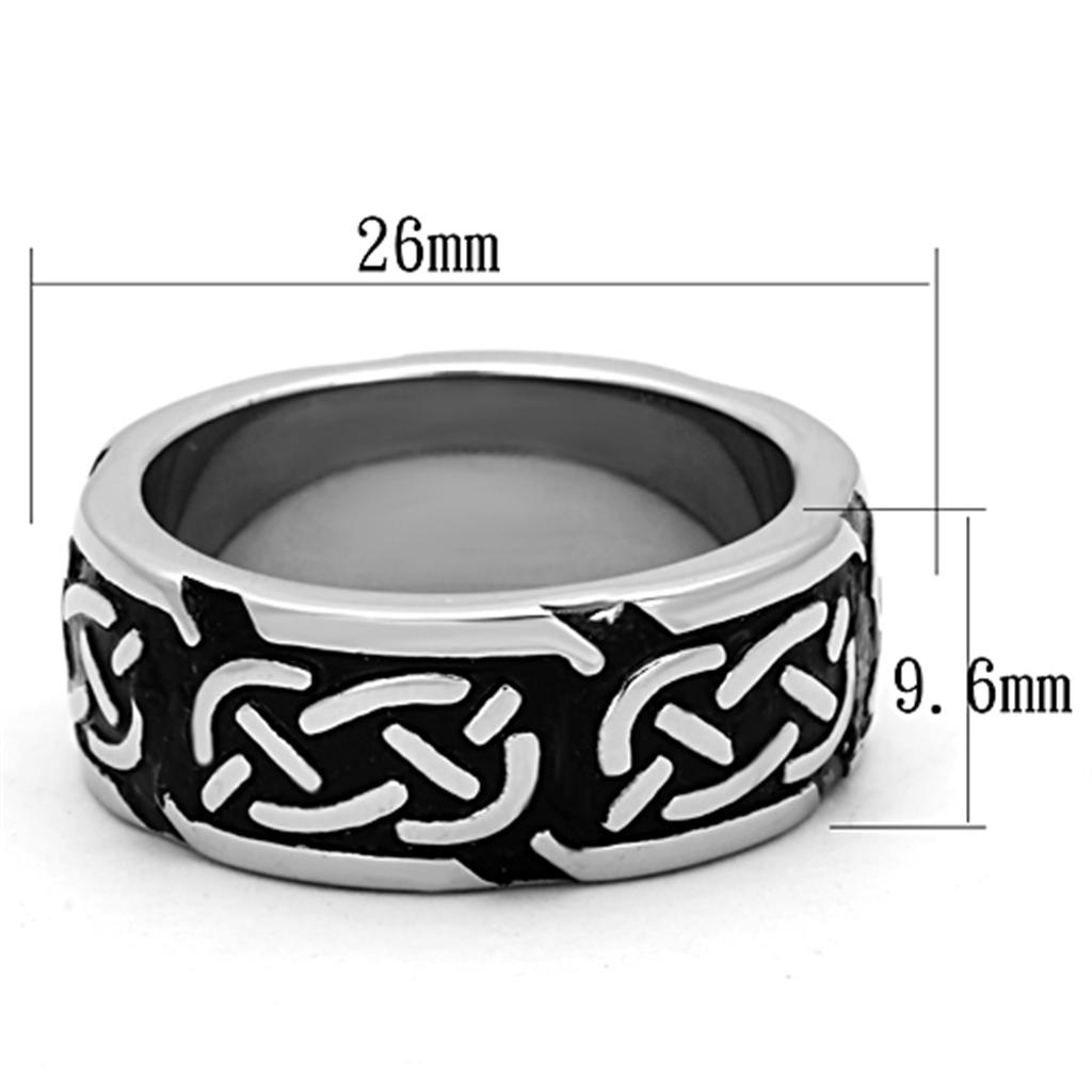 TK1197 - High polished (no plating) Stainless Steel Ring with Epoxy  in Jet-1