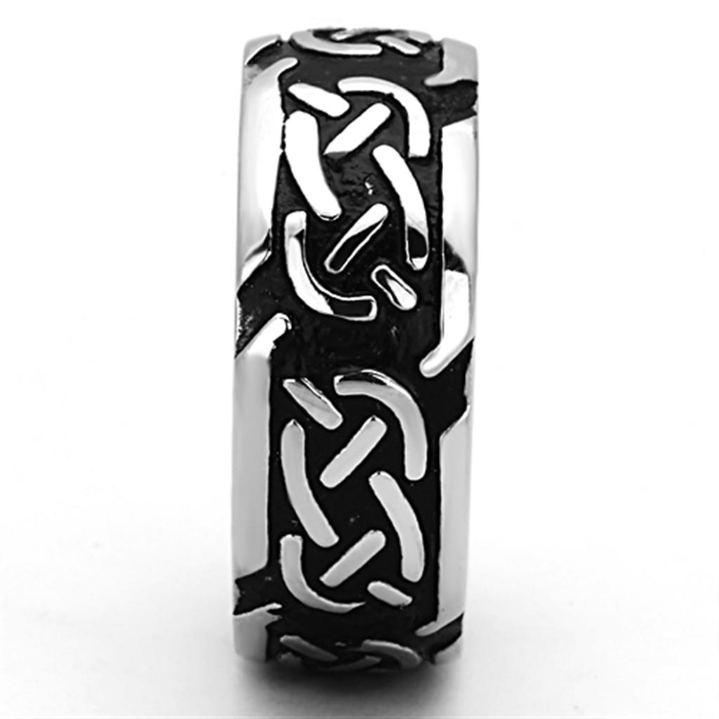 TK1197 - High polished (no plating) Stainless Steel Ring with Epoxy  in Jet-3