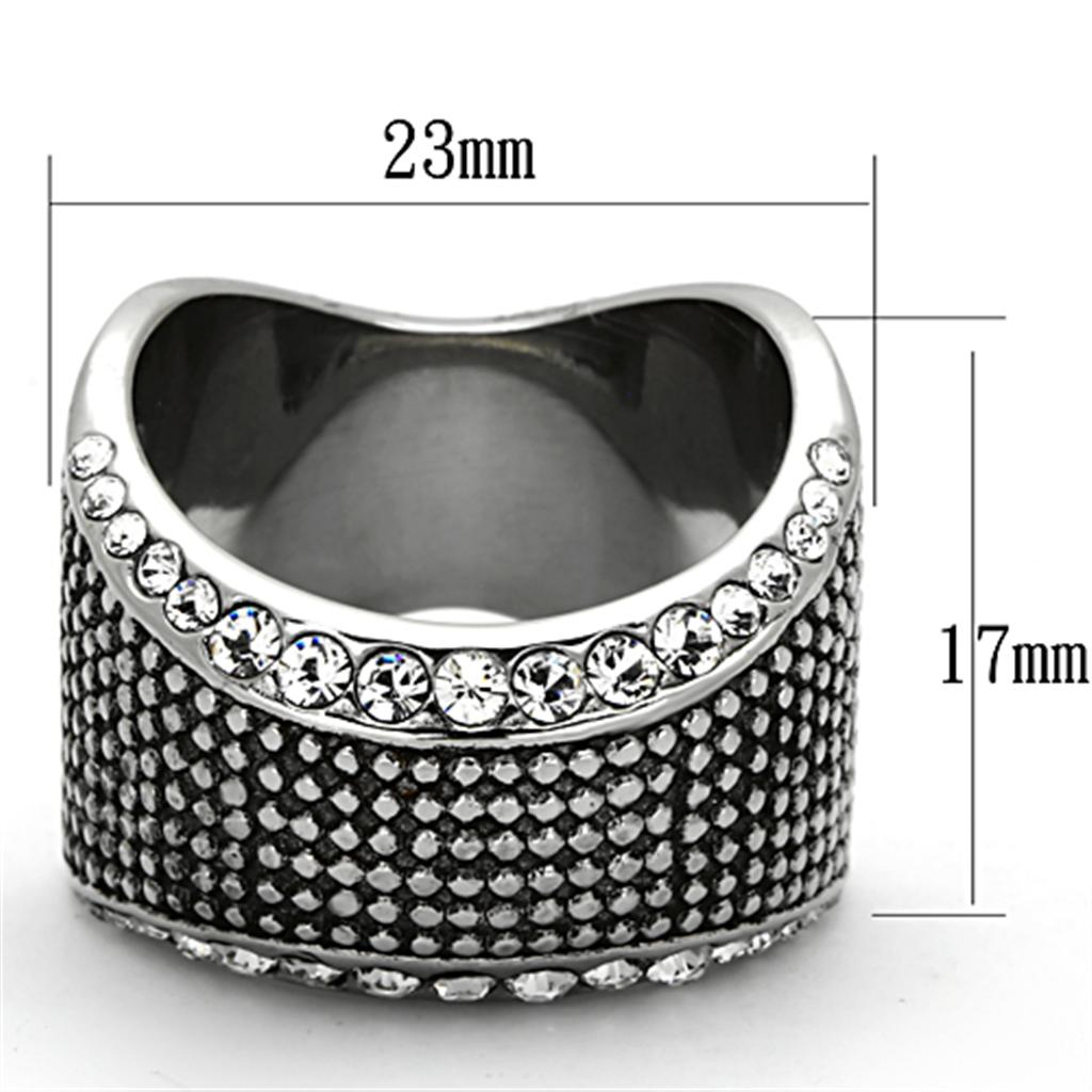 TK1198 - High polished (no plating) Stainless Steel Ring with Top Grade Crystal  in Clear-1