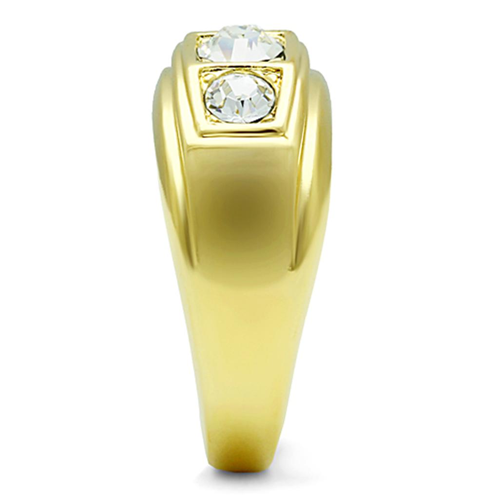 TK119G - IP Gold(Ion Plating) Stainless Steel Ring with Top Grade Crystal  in Clear-3