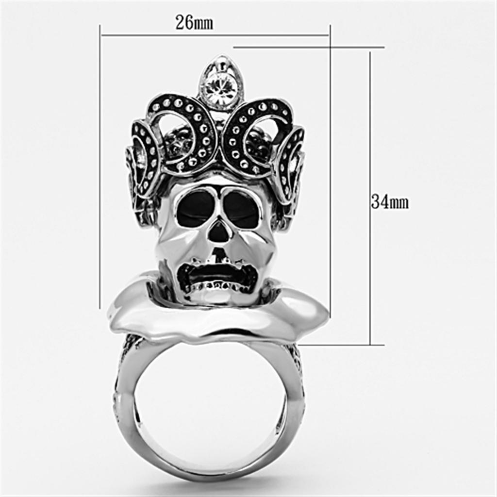 TK1201 - High polished (no plating) Stainless Steel Ring with Top Grade Crystal  in Clear-1