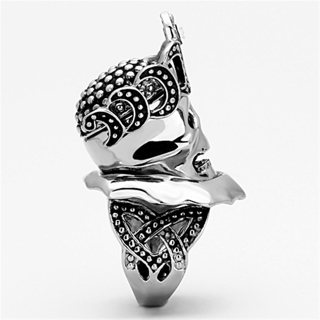 TK1201 - High polished (no plating) Stainless Steel Ring with Top Grade Crystal  in Clear-2