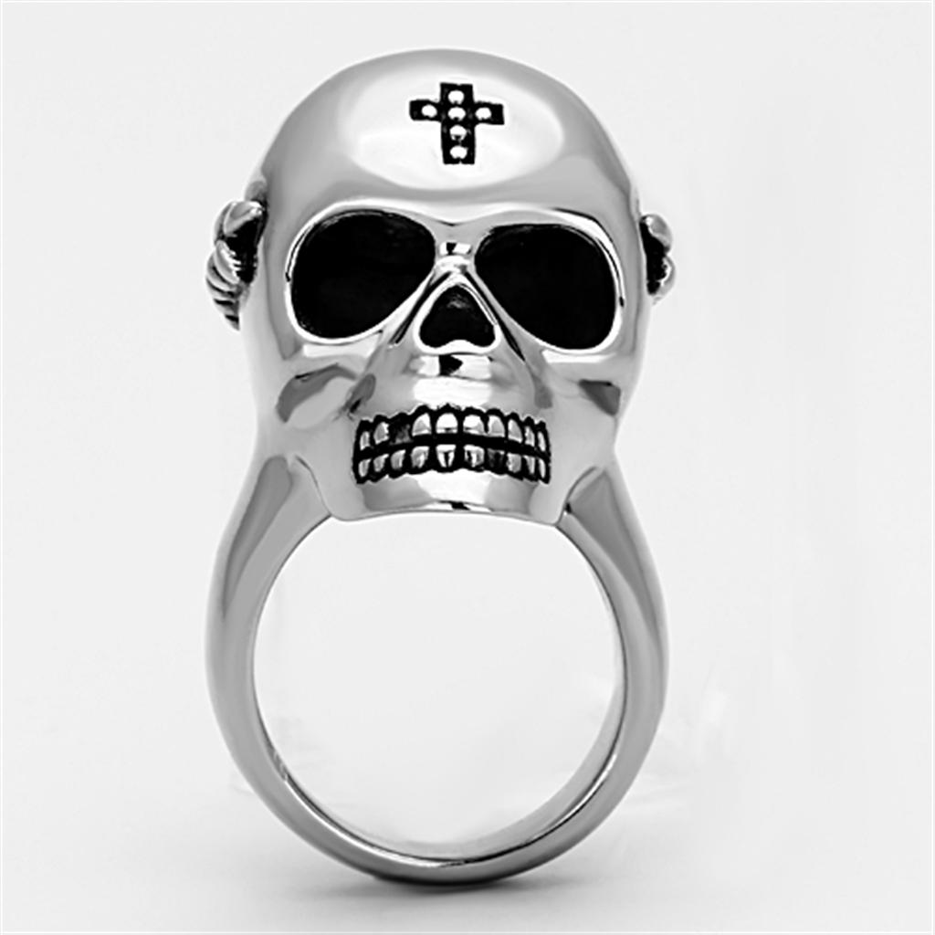TK1202 - High polished (no plating) Stainless Steel Ring with Epoxy  in Jet-2