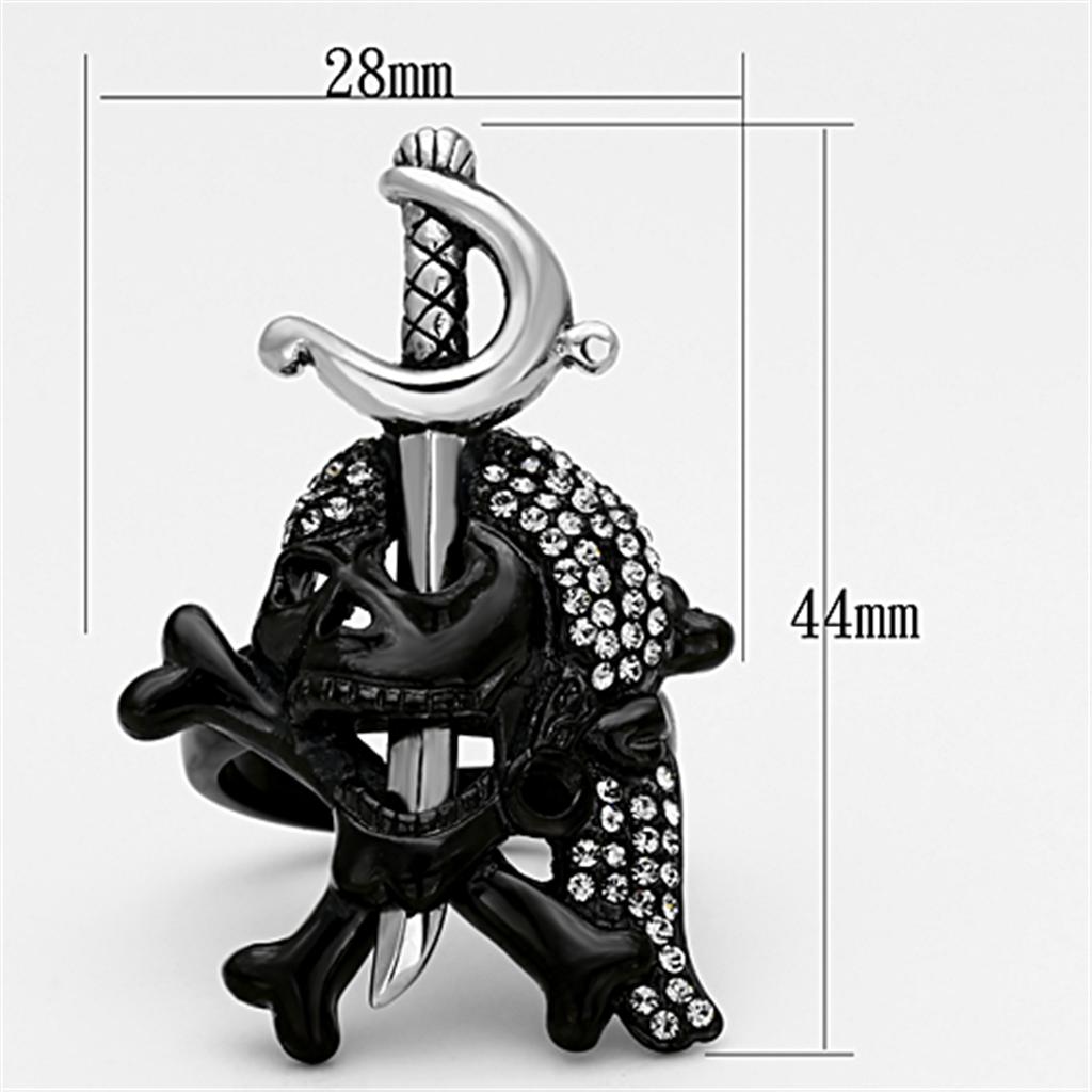 TK1204 - Two-Tone IP Black Stainless Steel Ring with Top Grade Crystal  in Black Diamond-1