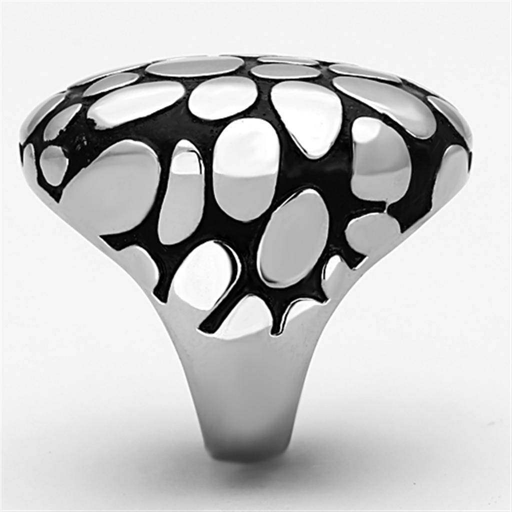 TK1208 - High polished (no plating) Stainless Steel Ring with Epoxy  in Jet-3