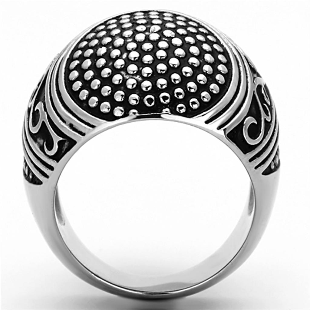 TK1212 - High polished (no plating) Stainless Steel Ring with Epoxy  in Jet-2