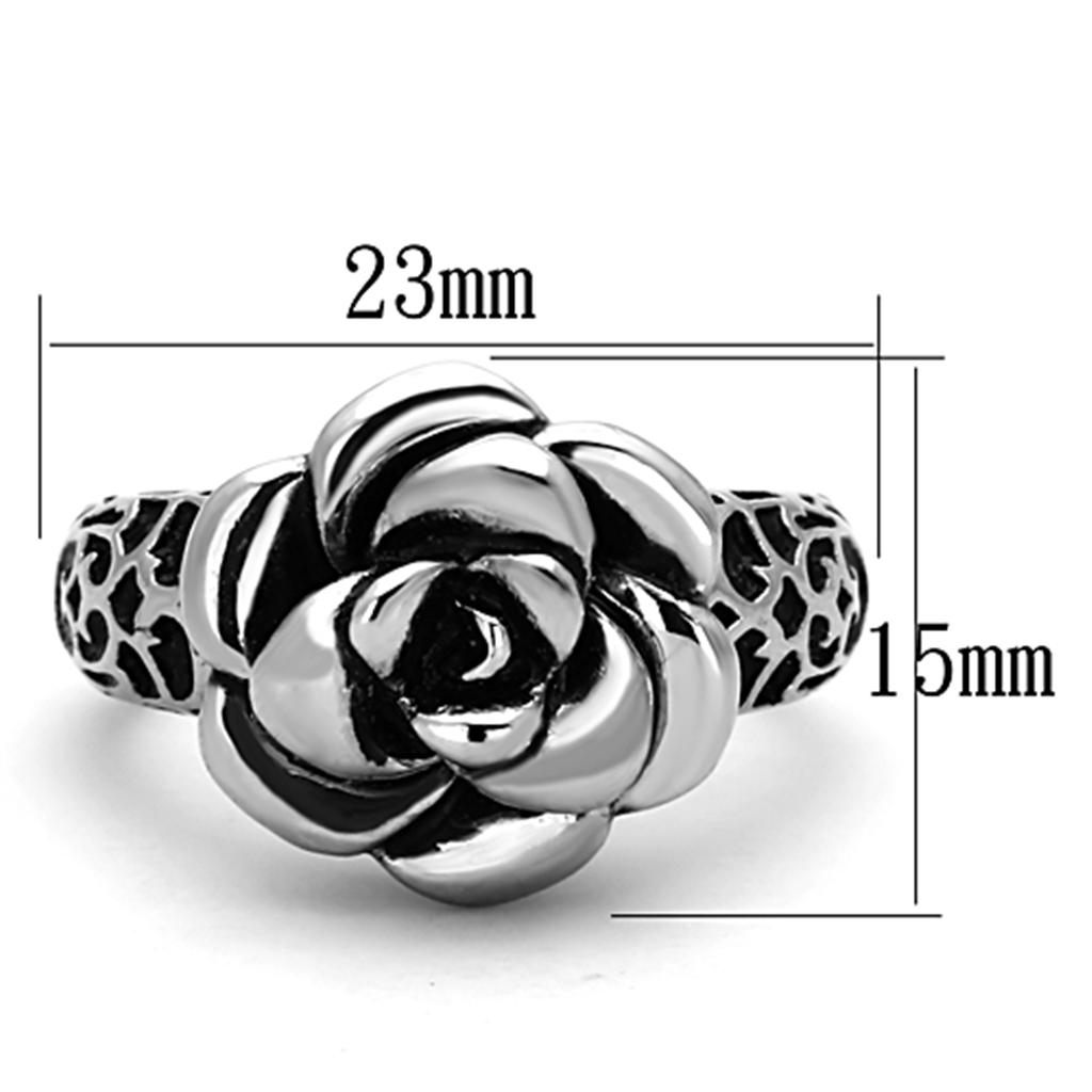TK1217 - High polished (no plating) Stainless Steel Ring with Epoxy  in Jet-1