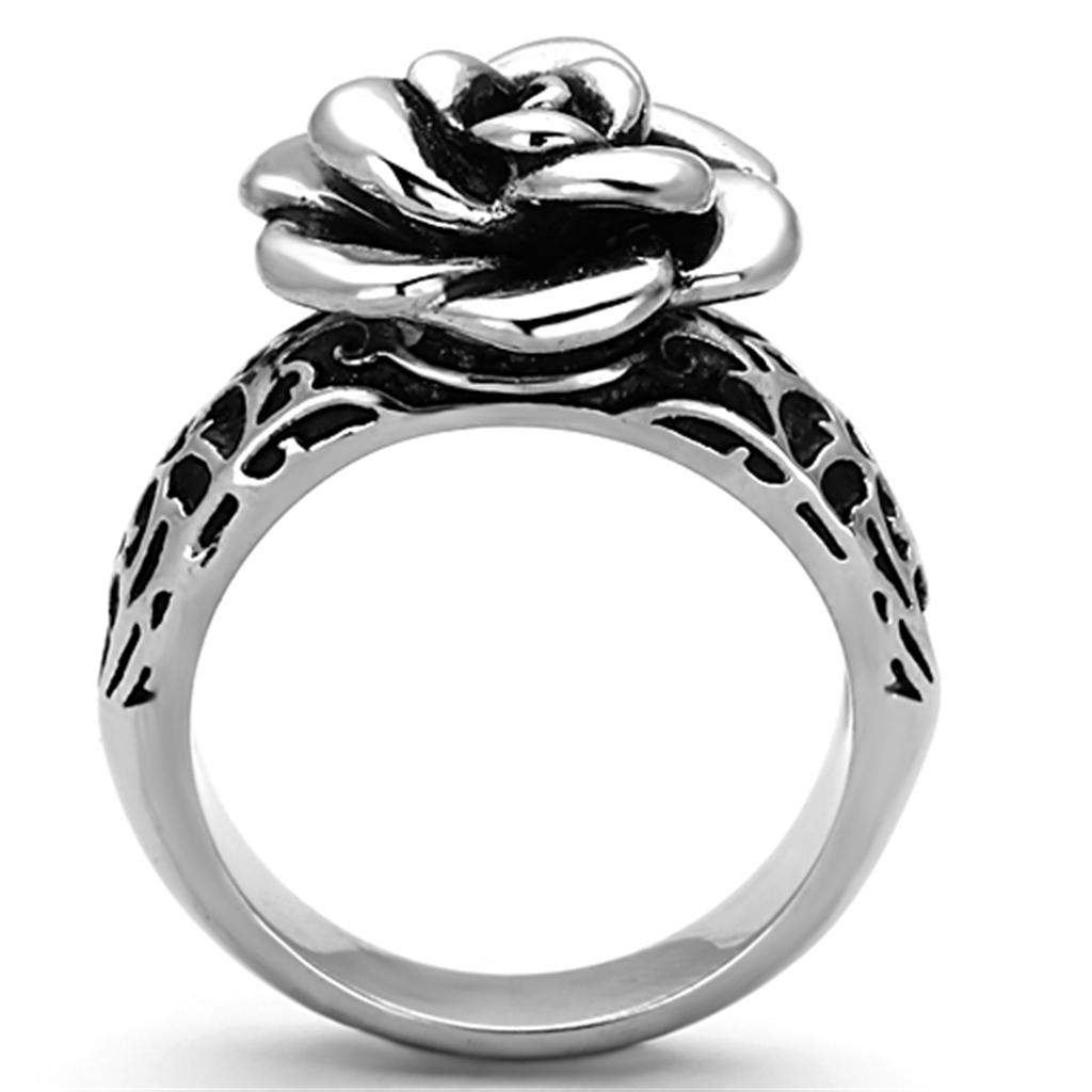 TK1217 - High polished (no plating) Stainless Steel Ring with Epoxy  in Jet-2