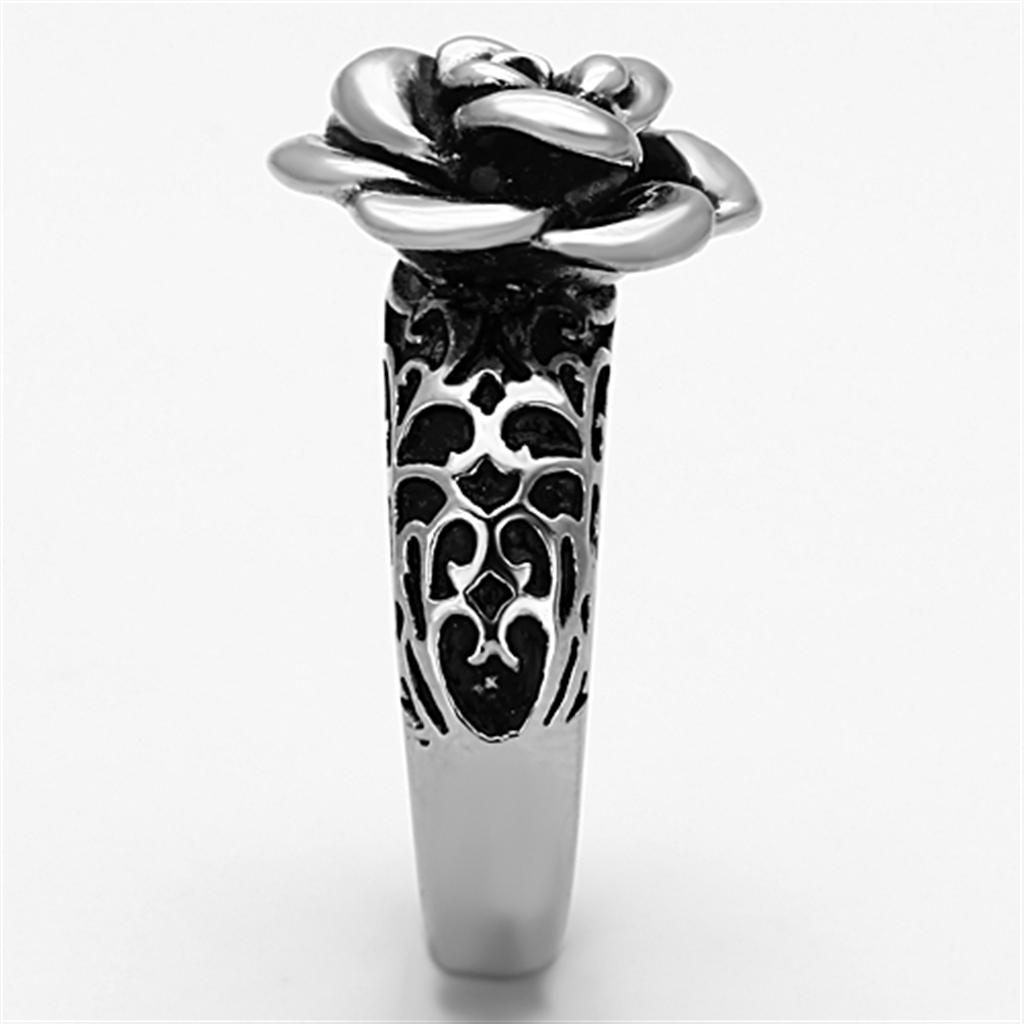 TK1217 - High polished (no plating) Stainless Steel Ring with Epoxy  in Jet-3