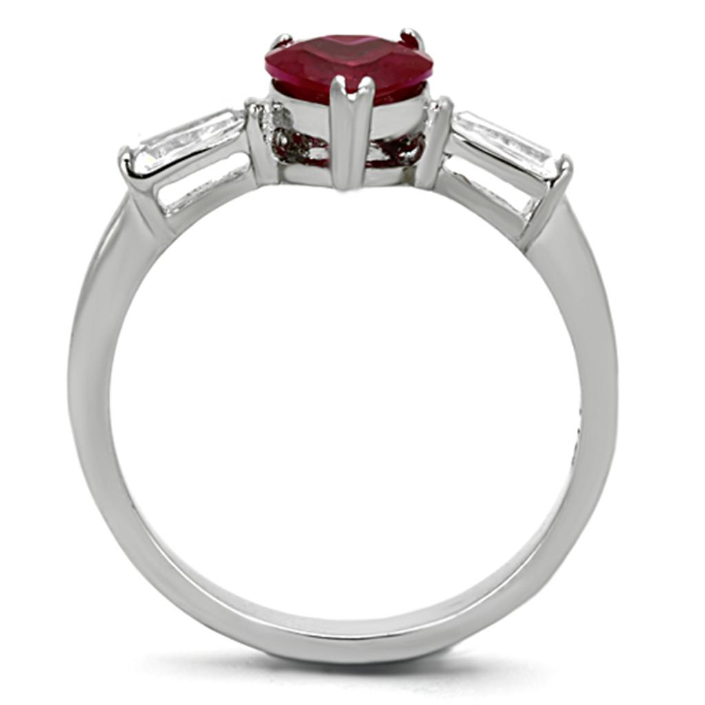 TK1221 - High polished (no plating) Stainless Steel Ring with AAA Grade CZ  in Ruby-2
