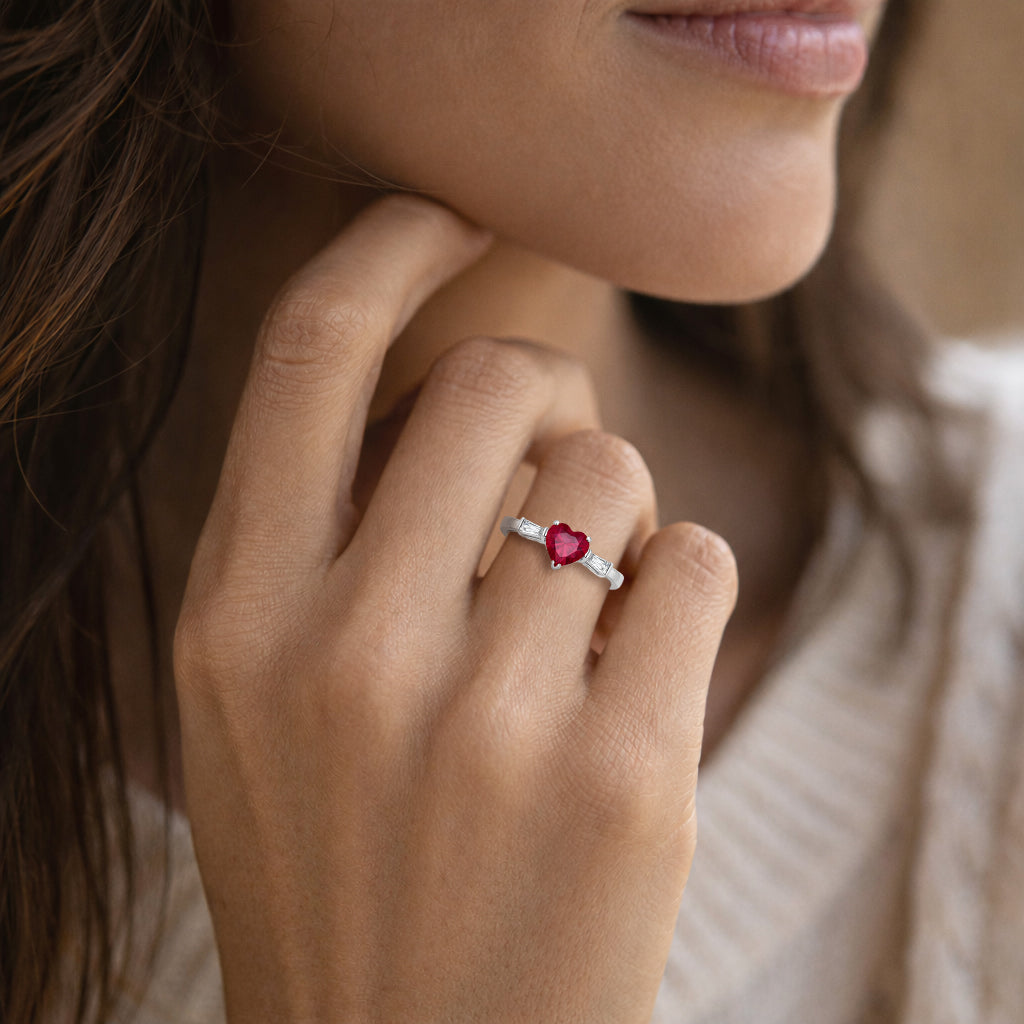 TK1221 - High polished (no plating) Stainless Steel Ring with AAA Grade CZ  in Ruby-4