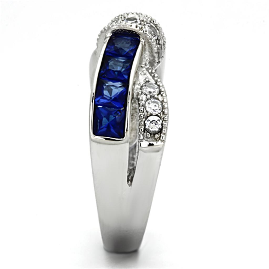 TK1222 - High polished (no plating) Stainless Steel Ring with Synthetic Synthetic Glass in Montana-3