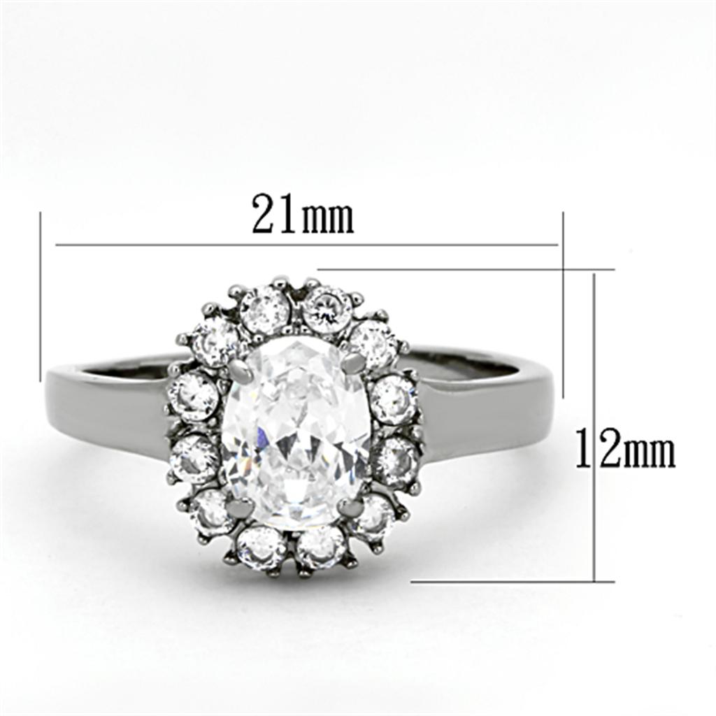 TK1223 - High polished (no plating) Stainless Steel Ring with AAA Grade CZ  in Clear-1