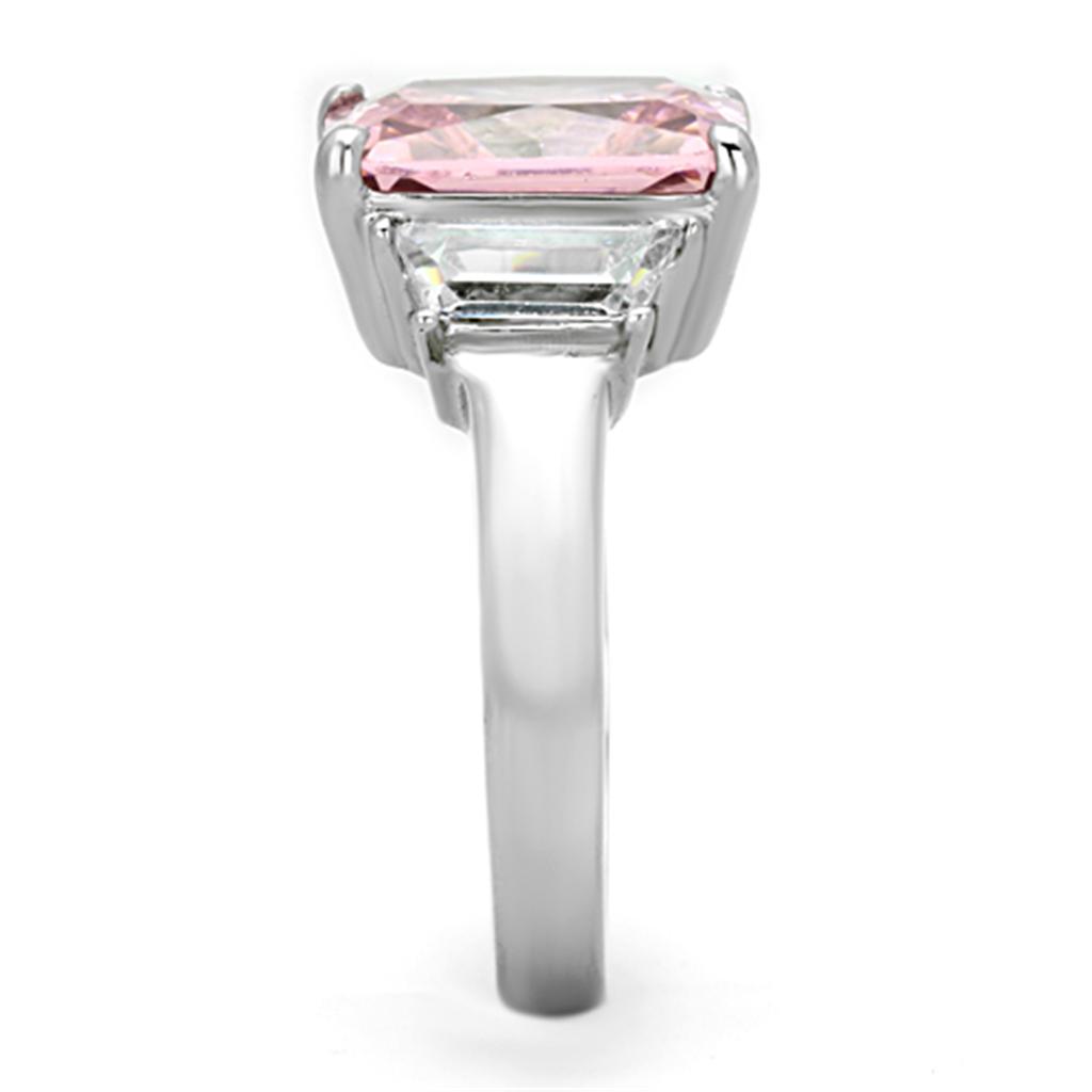 TK1224 - High polished (no plating) Stainless Steel Ring with AAA Grade CZ  in Rose-3