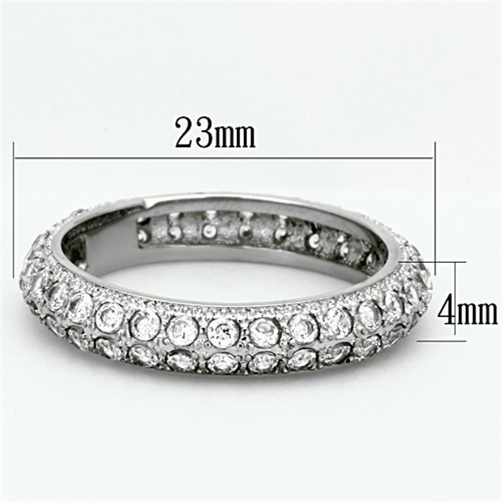 TK1225 - High polished (no plating) Stainless Steel Ring with AAA Grade CZ  in Clear-1