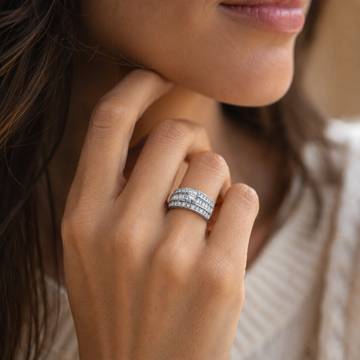 TK1232 - High polished (no plating) Stainless Steel Ring with AAA Grade CZ  in Clear-4