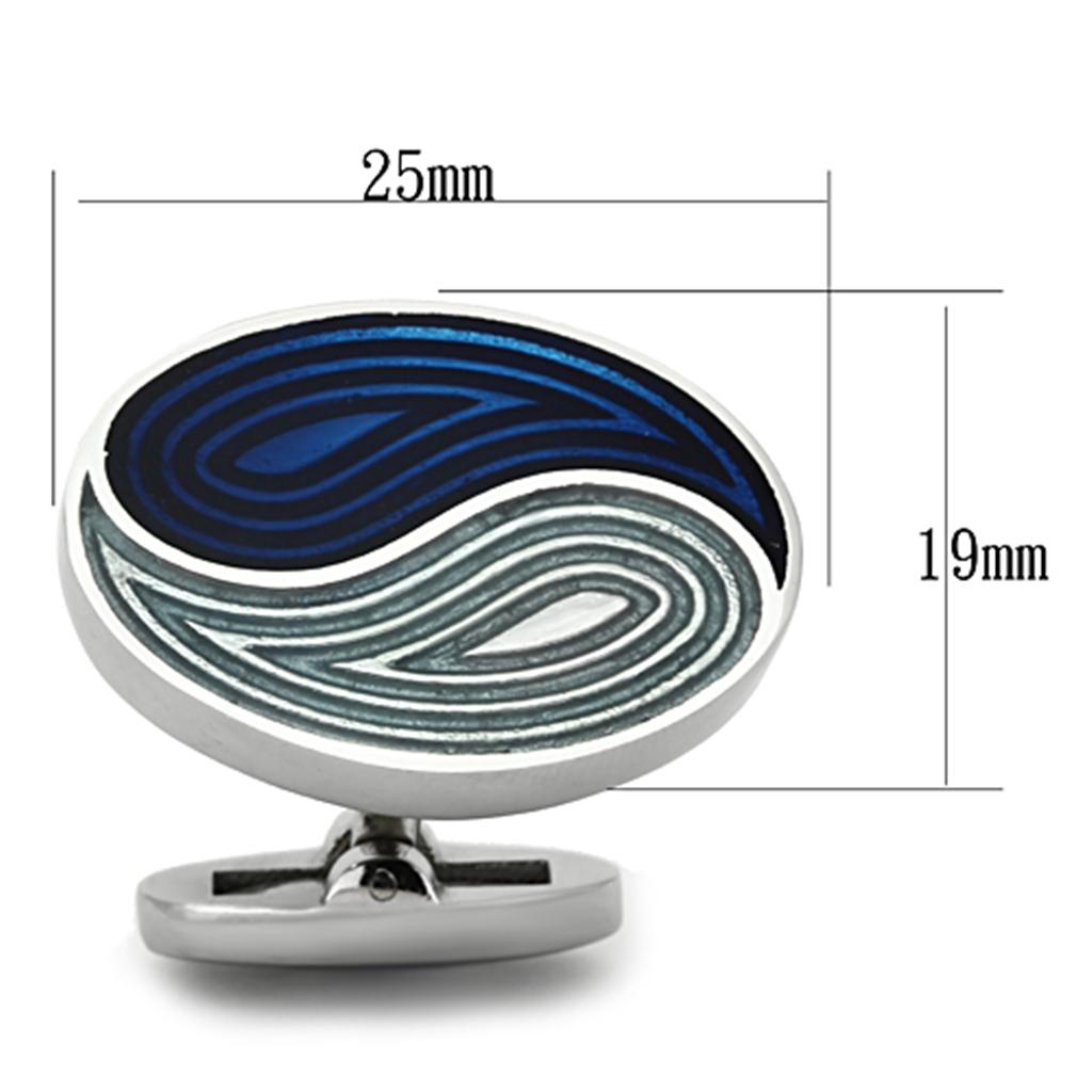 TK1240 - High polished (no plating) Stainless Steel Cufflink with Epoxy  in Multi Color-1