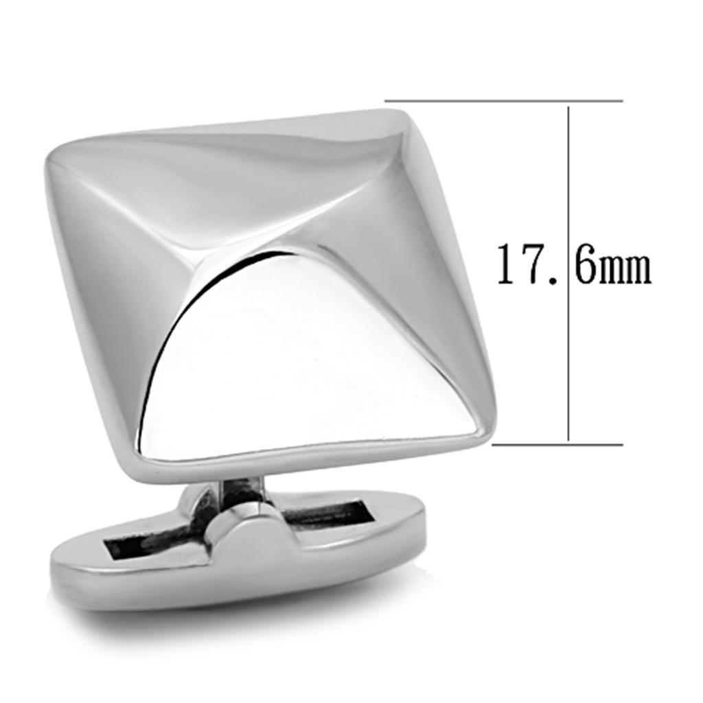 TK1247 - High polished (no plating) Stainless Steel Cufflink with No Stone-1