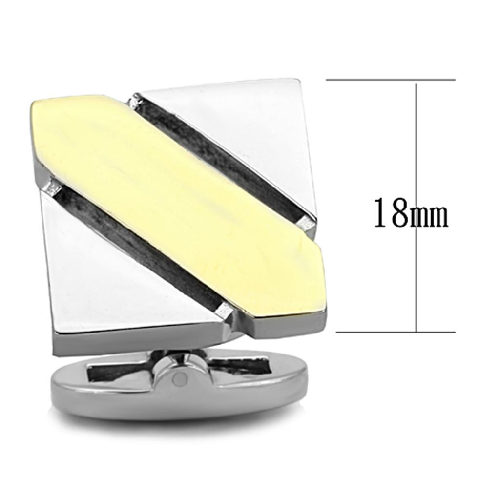 TK1249 - Two-Tone IP Gold (Ion Plating) Stainless Steel Cufflink with No Stone-1