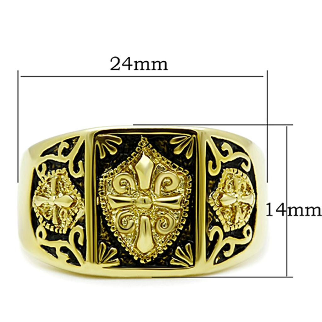 TK127G - IP Gold(Ion Plating) Stainless Steel Ring with Epoxy  in Jet-1