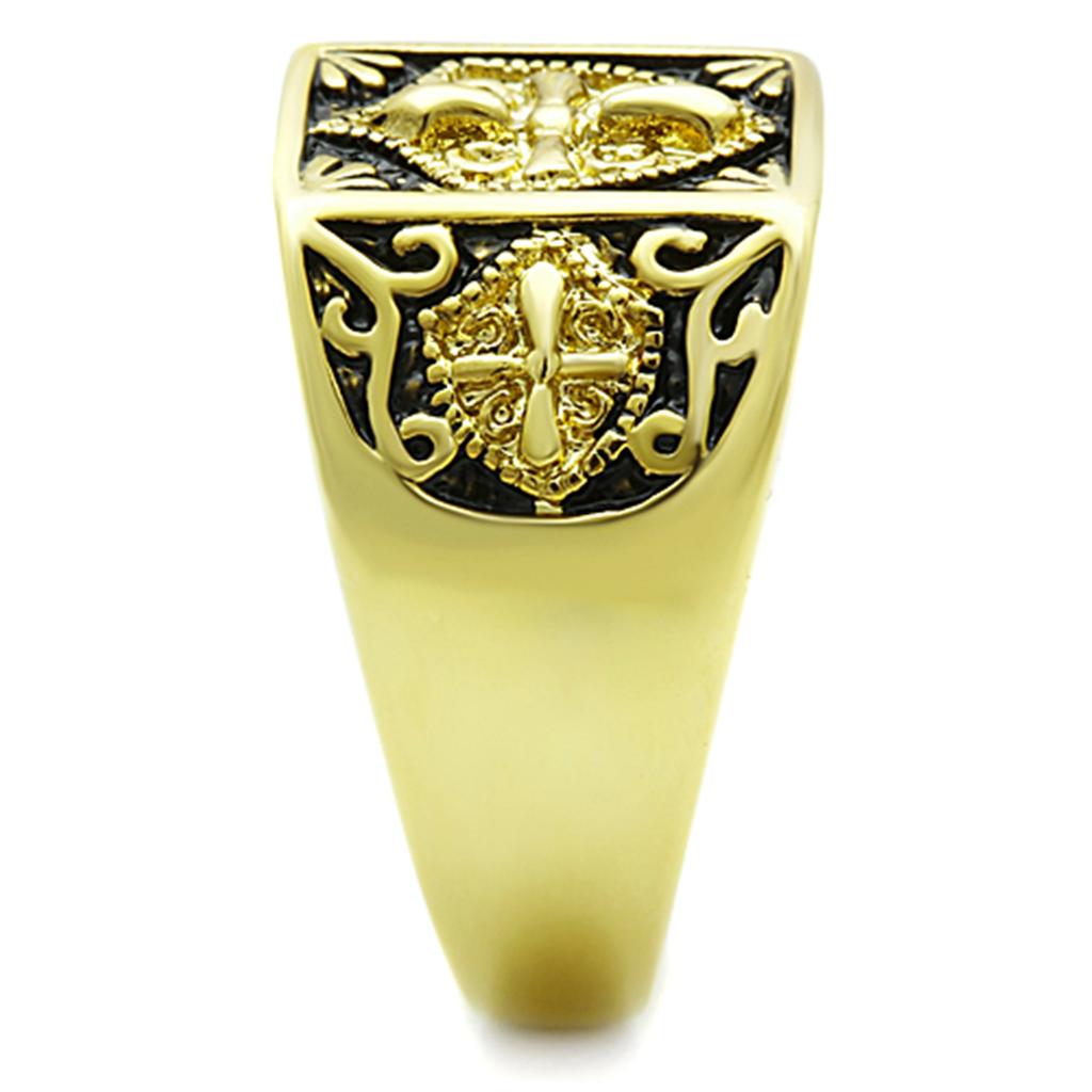 TK127G - IP Gold(Ion Plating) Stainless Steel Ring with Epoxy  in Jet-3