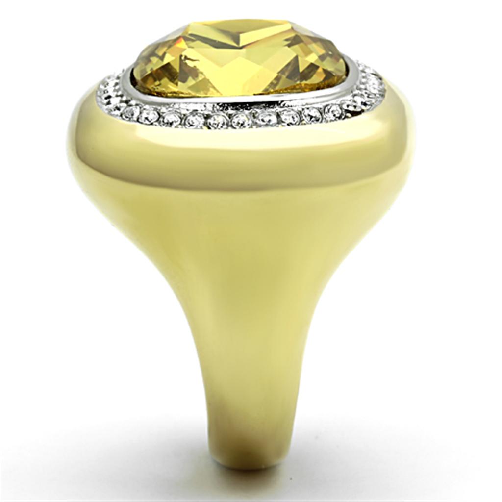 TK1285 - Two-Tone IP Gold (Ion Plating) Stainless Steel Ring with Synthetic Synthetic Glass in Topaz-3
