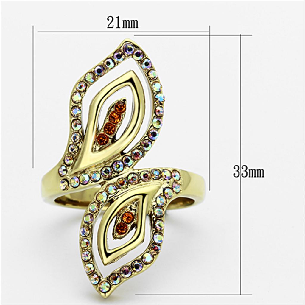 TK1289 - IP Gold(Ion Plating) Stainless Steel Ring with Top Grade Crystal  in Multi Color-1