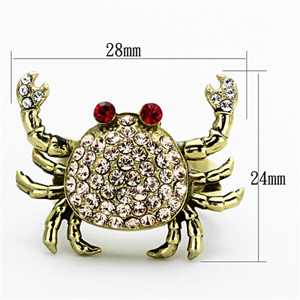TK1290 - IP Gold(Ion Plating) Stainless Steel Ring with Top Grade Crystal  in Multi Color-1