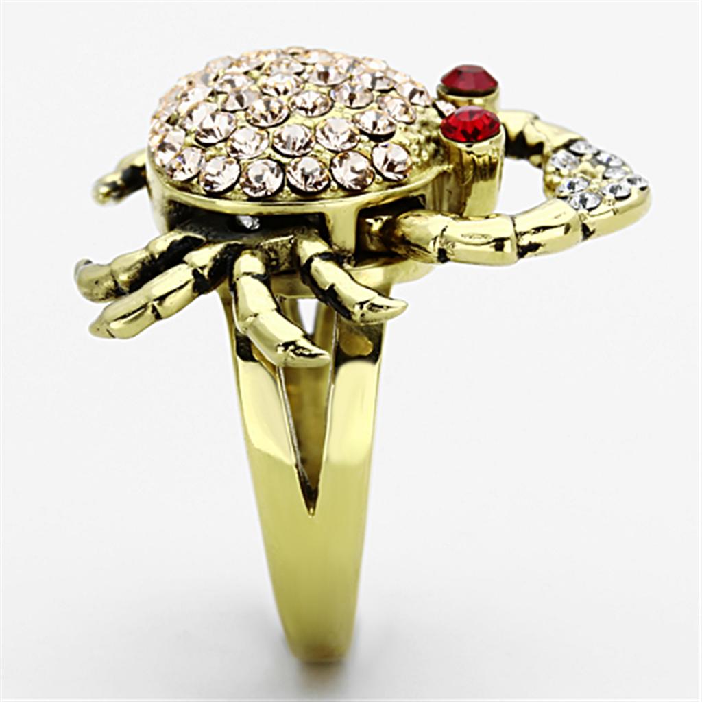 TK1290 - IP Gold(Ion Plating) Stainless Steel Ring with Top Grade Crystal  in Multi Color-3