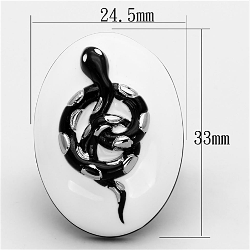TK1295 - Two-Tone IP Black Stainless Steel Ring with Epoxy  in White-1