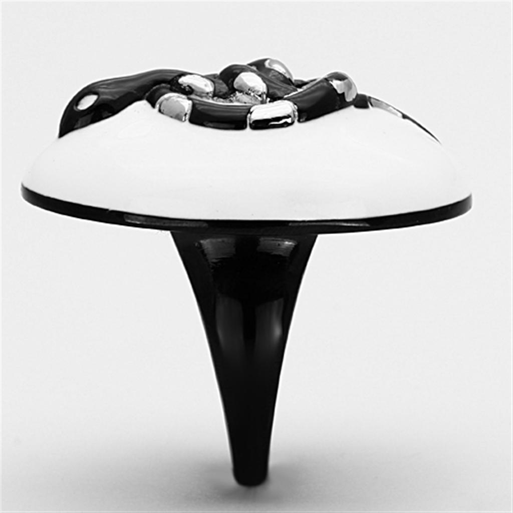 TK1295 - Two-Tone IP Black Stainless Steel Ring with Epoxy  in White-3