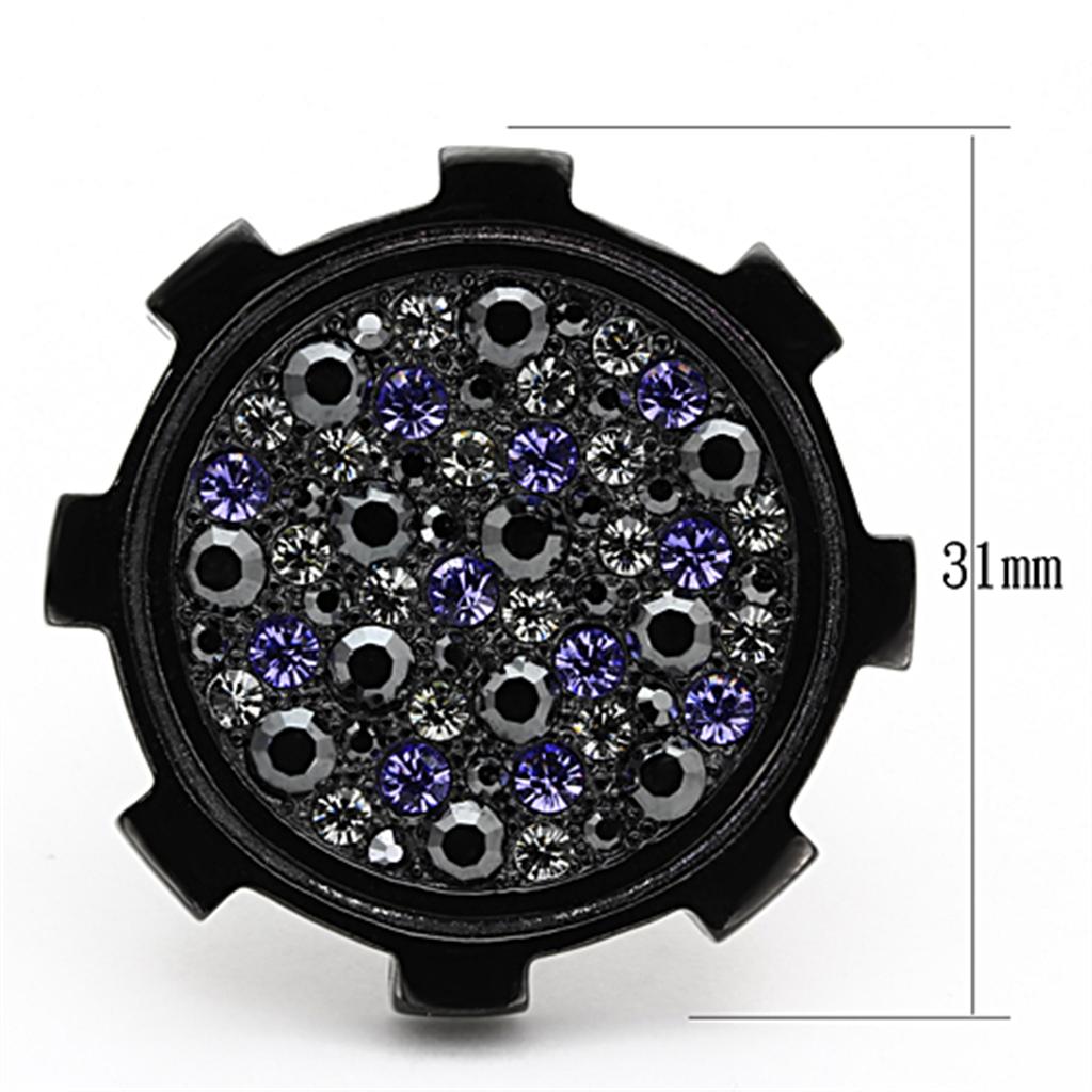 TK1296 - IP Black(Ion Plating) Stainless Steel Ring with Top Grade Crystal  in Multi Color-1