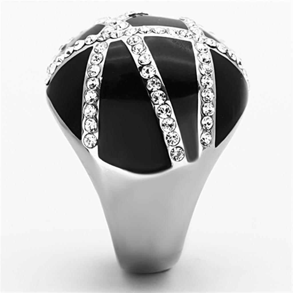 TK1306 - High polished (no plating) Stainless Steel Ring with Top Grade Crystal  in Clear-3