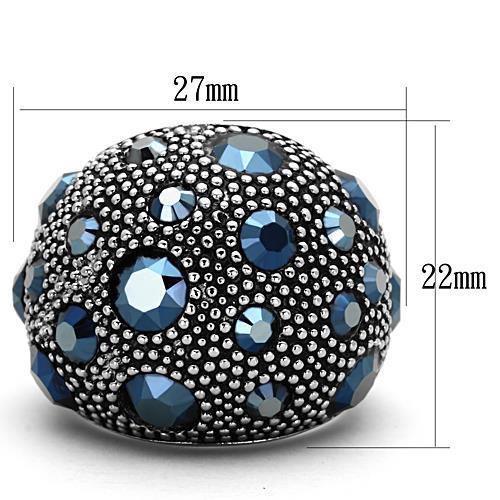 TK1310 - High polished (no plating) Stainless Steel Ring with Top Grade Crystal  in Montana-1