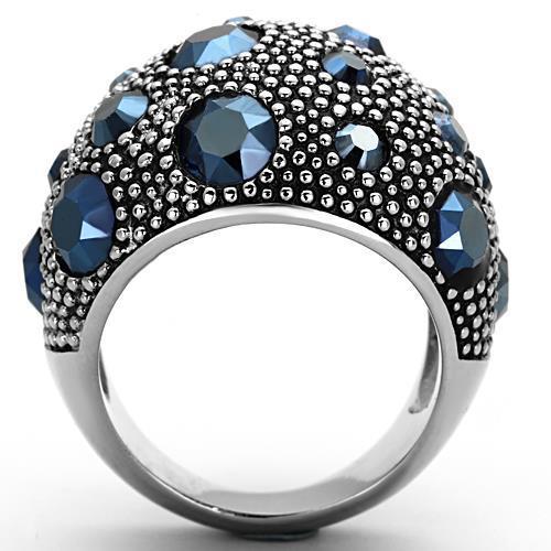 TK1310 - High polished (no plating) Stainless Steel Ring with Top Grade Crystal  in Montana-2