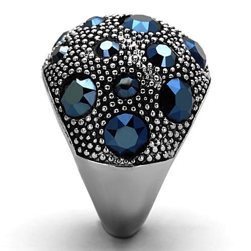 TK1310 - High polished (no plating) Stainless Steel Ring with Top Grade Crystal  in Montana-3