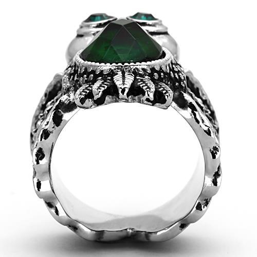 TK1312 - High polished (no plating) Stainless Steel Ring with Synthetic Synthetic Glass in Emerald-2